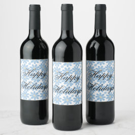 Blå Blommig Mönster - Personliga Vin Etiketter