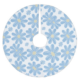 Blå Blommig Mönster Trädskörtel Julgransmatta Borstad Polyester