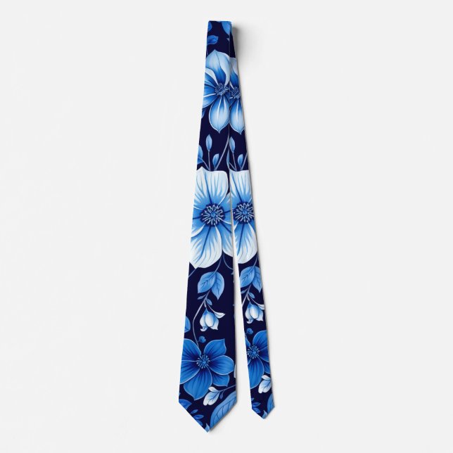 blå blommig mönstrad slips (Framsida)