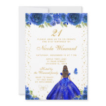 Blå Blommig Mörkhårig Prinsessa Födelsedagsfest