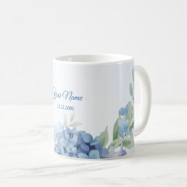 Blå Blommig Örtig Dammig Vintage Bröllopsfest Kaffemugg