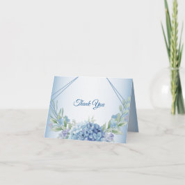 Blå Blommig Örtig Ram Dammig Vintage Bröllop Tack Kort