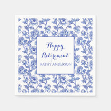 Blå Blommig Pensionsfest