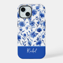Blå Blommig Personlig iPhone-fodral
