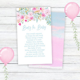 Blå Blommig Pojke Baby Shower Böcker för Bebis Tilläggskort