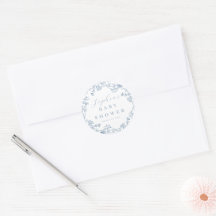 Blå Blommig Pojke Bebis i Knopp Baby Shower