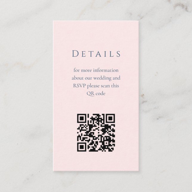 Blå Blommig QR-kod Bröllopsinkluderingskort Tilläggskort (Framsida)