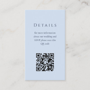 Blå Blommig QR-kod Bröllopsinkluderingskort Tilläggskort