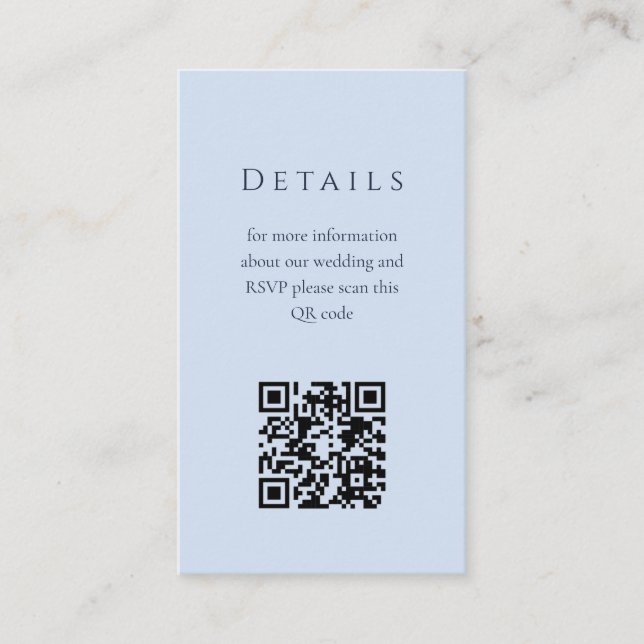 Blå Blommig QR-kod Bröllopsinkluderingskort Tilläggskort (Framsida)
