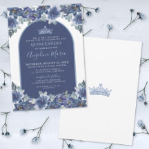 Blå Blommig Quinceanera Födelsedag