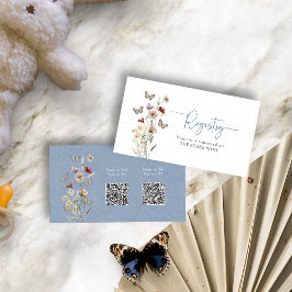 Blå Blommig Registrerings Babyfest Tilläggskort