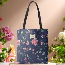 Blå Blommig rosa Blommor mönster Trendig Klassisk Tygkasse
