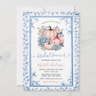 Blå Blommig Rosa Pumpa Chinoiserie Bröllops Brunch Inbjudningar