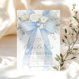 Blå Blommig Slöja Det är en Pojke Babyfirande Inbjudningar