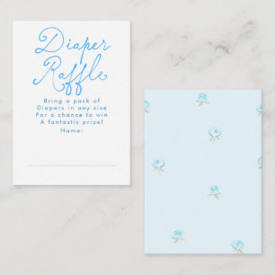 Blå Blommig Söt Blöja Lotteri Baby Shower Biljette Tilläggskort