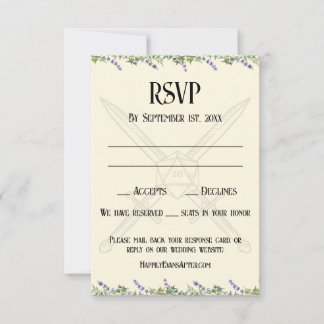 Blå Blommig Svärd och D20 RPG-Inspirerad RSVP OSA Kort