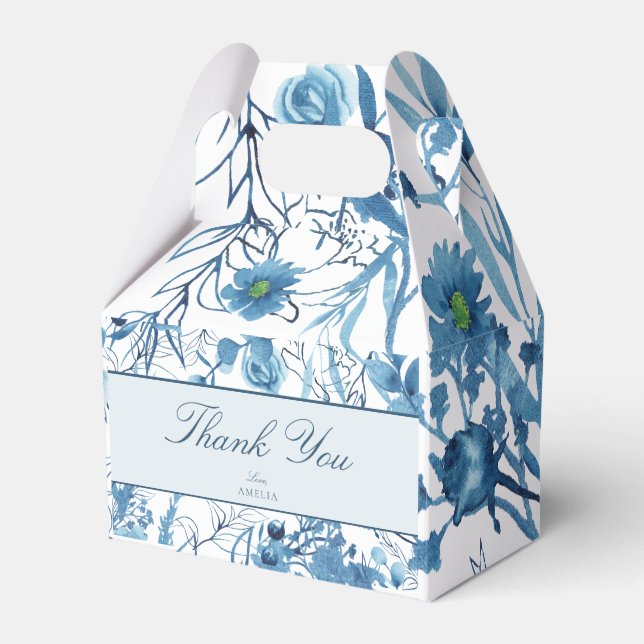 Blå Blommig Tacksamhet  Presentaskar (Framsidan Sidan)