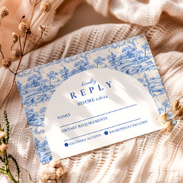 Blå Blommig Toile Examenfest OSA Kort