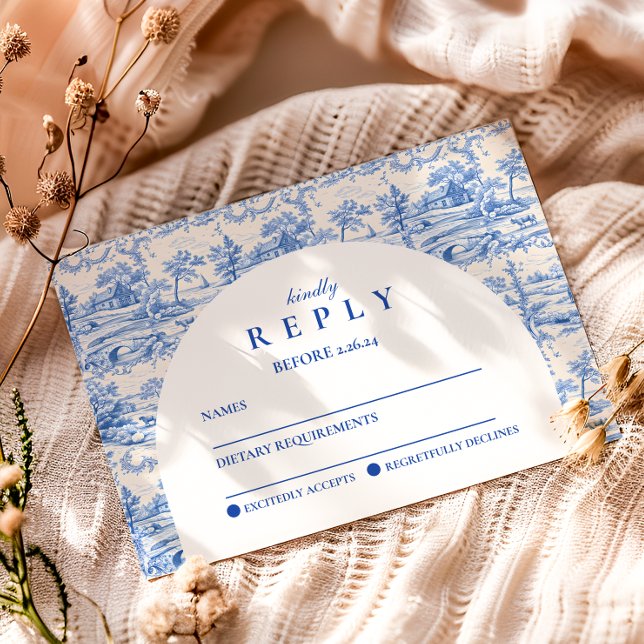 Blå Blommig Toile Examenfest OSA Kort (Skapare uppladdad)