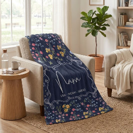 Blå blommig unik Nana barnbarn  Fleecefilt