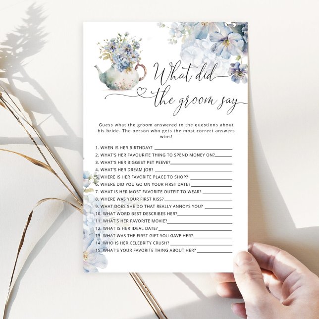Blå Blommig Vad sa brudgummen bröllopsspel (Skapare uppladdad)