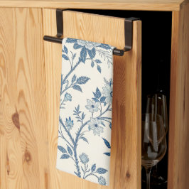 Blå Blommig Vintage Mönster Kökshandduk