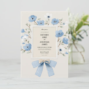 Blå Blommig Vintage Whimsical Bröllopsinbjudan Inbjudningar