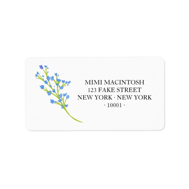Blå Blommiga Adressetiketter (Framsidan)
