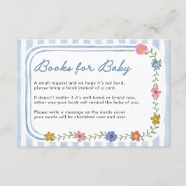 Blå Blommiga Böcker för Baby-kort Tilläggskort