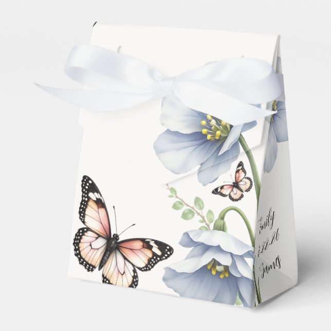 Blå Blommiga Bröllopspresentförpackningar Presentaskar (Framsidan Sidan)