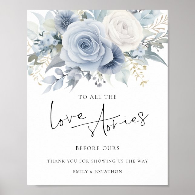 Blå blommiga Kärlekshistorier före vår bröllopssky Poster (Framsidan)