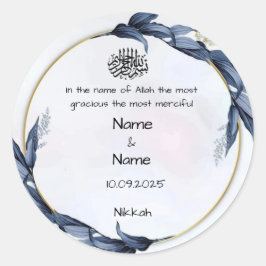 Blå blommiga nikkah-gavor-klistermärken runt klistermärke