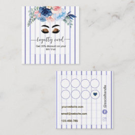 Blå Blommiga Ränder Lash tech Browbar Lojalitetskort