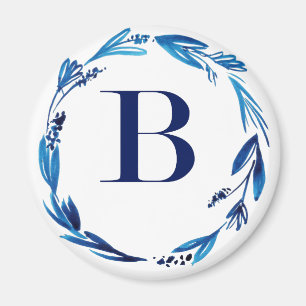 Blå Blommigt andedräkt B Magnet