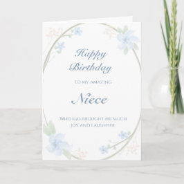 Blå Blommigt, andedräkt Niece Birthday Kort