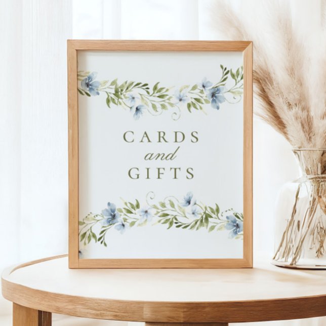 Blå Blommigt-andekort och presentkort för babyskor Poster (Skapare uppladdad)