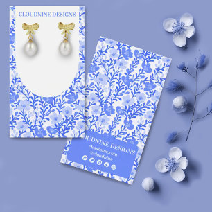 Blå Blommigt Arch Chic Ararring Jewelry Visning Ca Visitkort