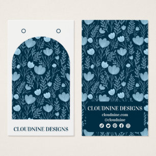 Blå Blommigt Arch Earring Jewelry Visning Card Visitkort