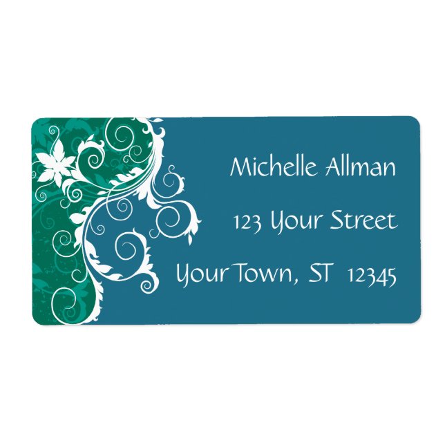 Blå Blommigt Avery-etikett Fraktsedel (Framsidan)