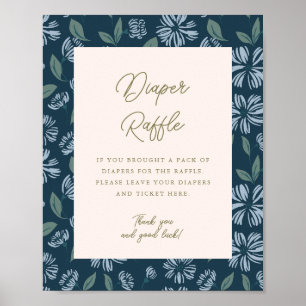 Blå Blommigt, babyskor 8 x 10, dykande raffel Poster