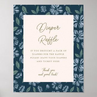 Blå Blommigt, babyskor 8 x 10, dykande raffel Poster