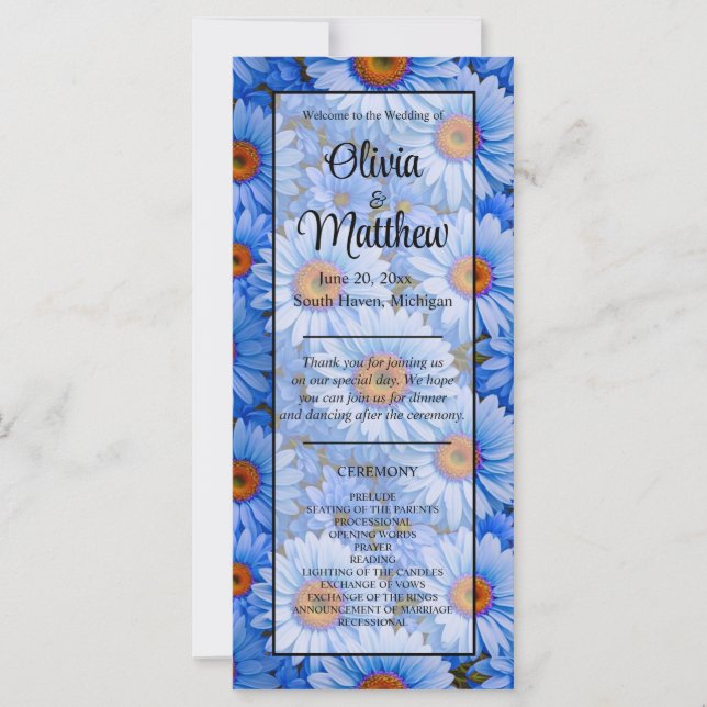 Blå blommigt blå solblommor blå daisy mönster (Framsida)