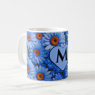 Blå blommigt blå solblommor blå daisy mönster kaffemugg
