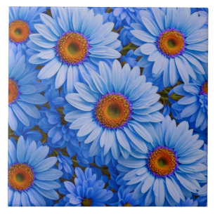 Blå blommigt blå solblommor blå daisy mönster kakelplatta