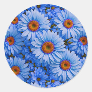 Blå blommigt blå solblommor blå daisy mönster runt klistermärke