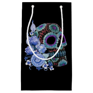 Blå Blommigt Black Sugar Skull Day of the dead