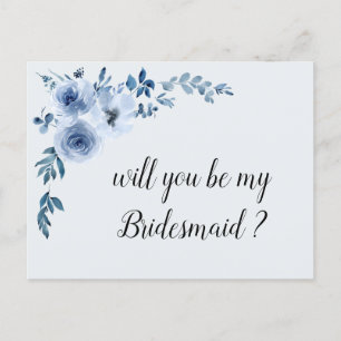 Blå blommigt blir du mitt bridessertkort inbjudan vykort