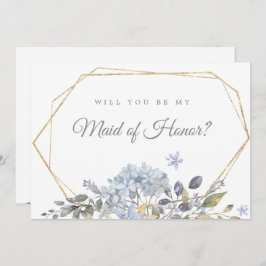 Blå Blommigt blir mitt Maid of honor-kort Inbjudningar