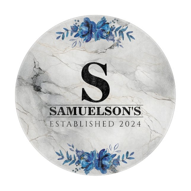 Blå Blommigt Blommar Beauty Marble (Framsidan)