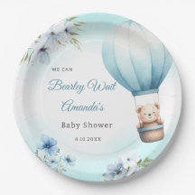 Blå Blommigt Boho-Nalle-babydusch